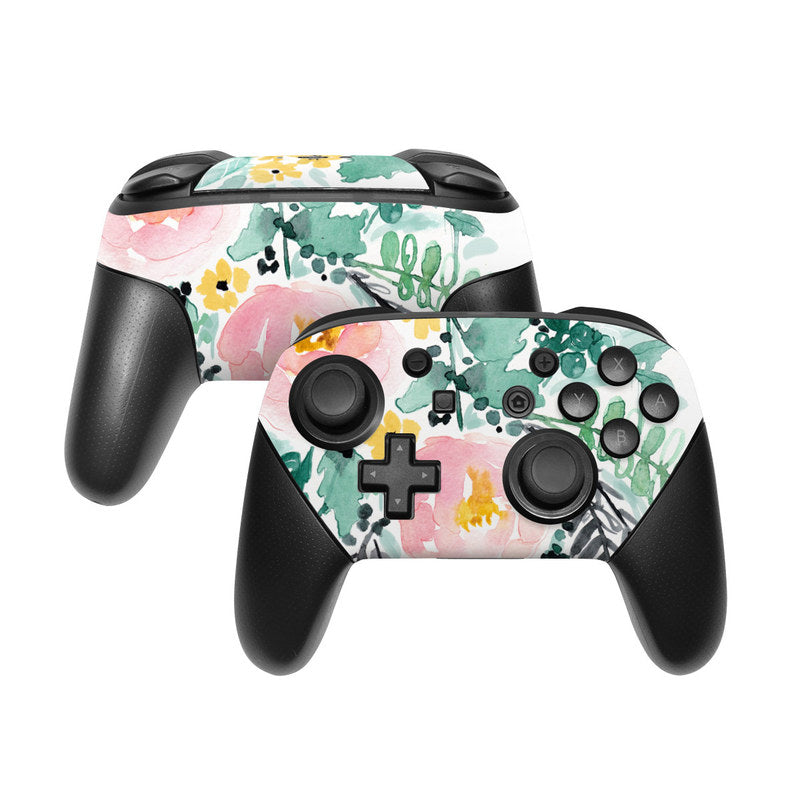 Blushed Flowers - Nintendo Switch Pro Controller Skin