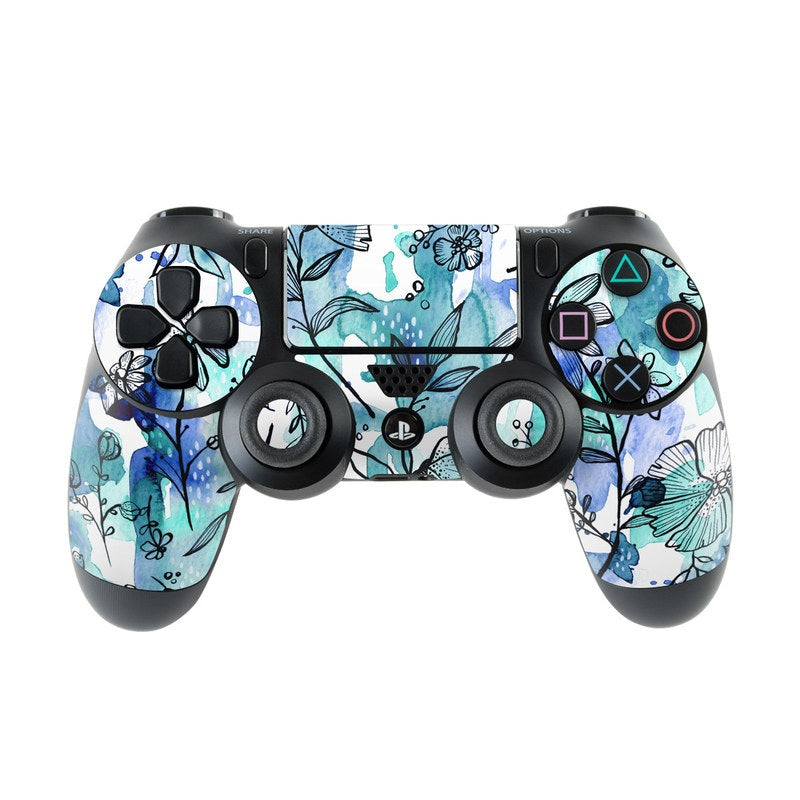 Blue Ink Floral - Sony PS4 Controller Skin