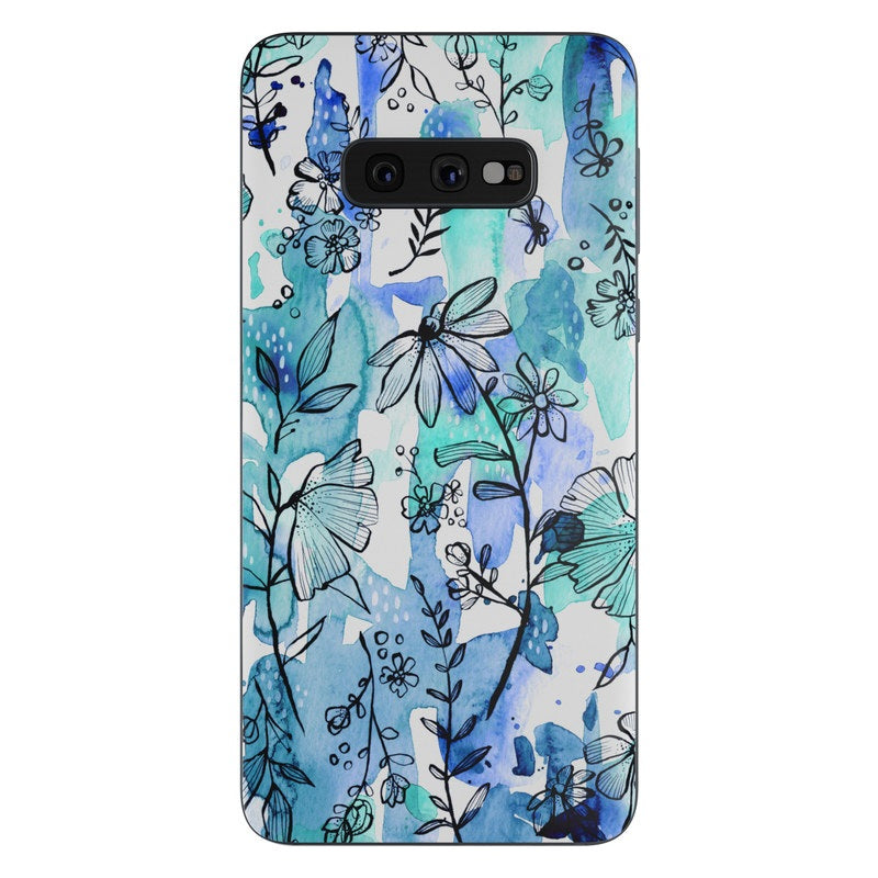 Blue Ink Floral - Samsung Galaxy S10e Skin