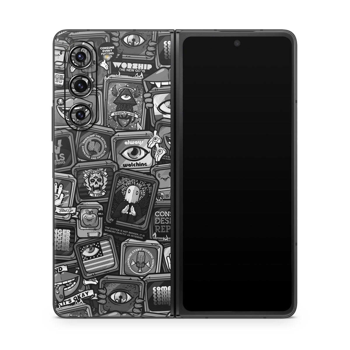 Distraction Tactic B&W - Samsung Galaxy Z Fold5 Skin