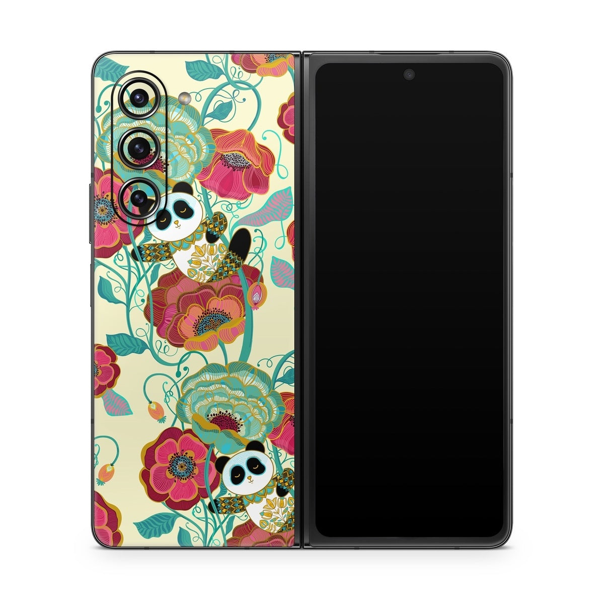 Panda Flowers - Samsung Galaxy Z Fold5 Skin