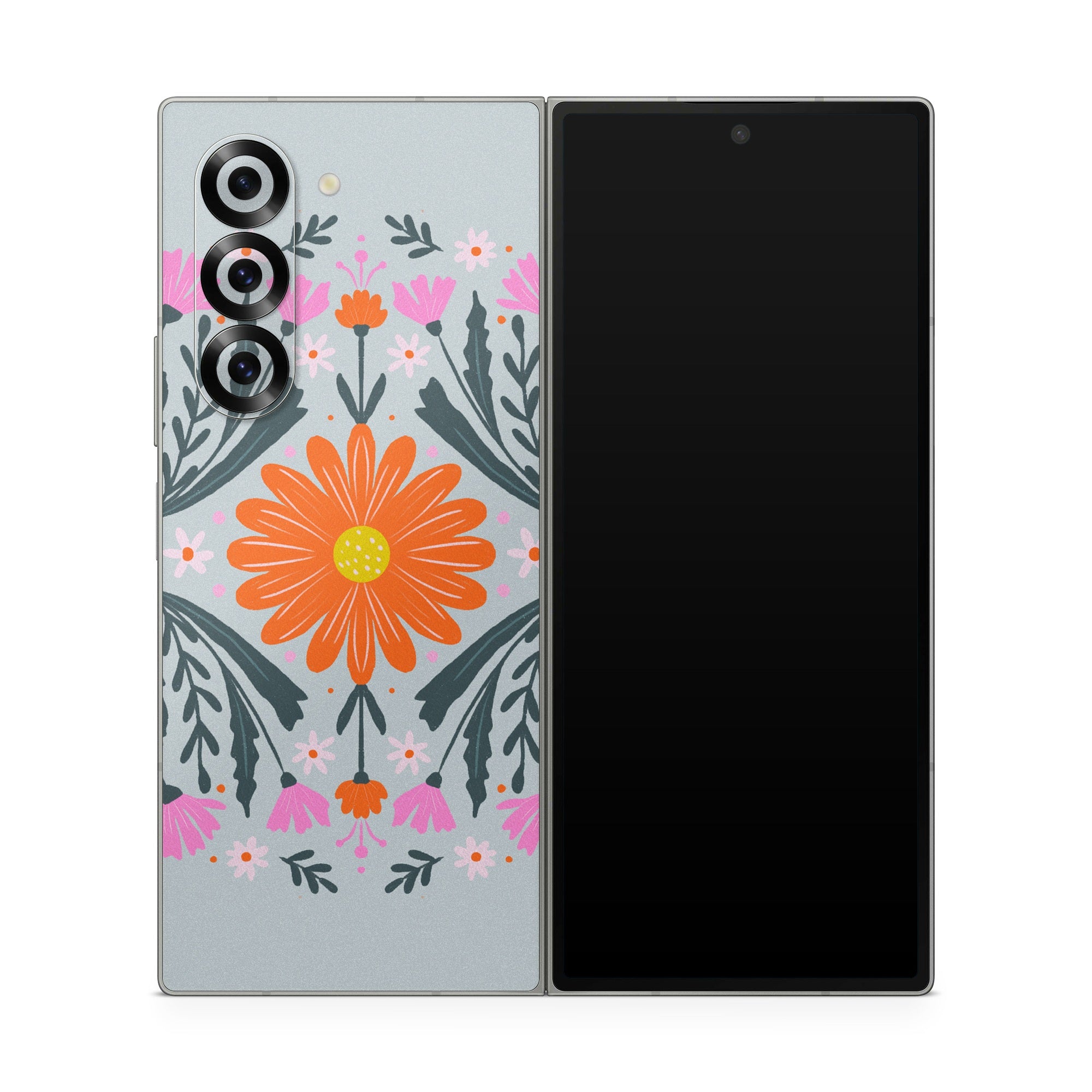 Pink and Orange Flowers - Samsung Galaxy Z Fold6 Skin