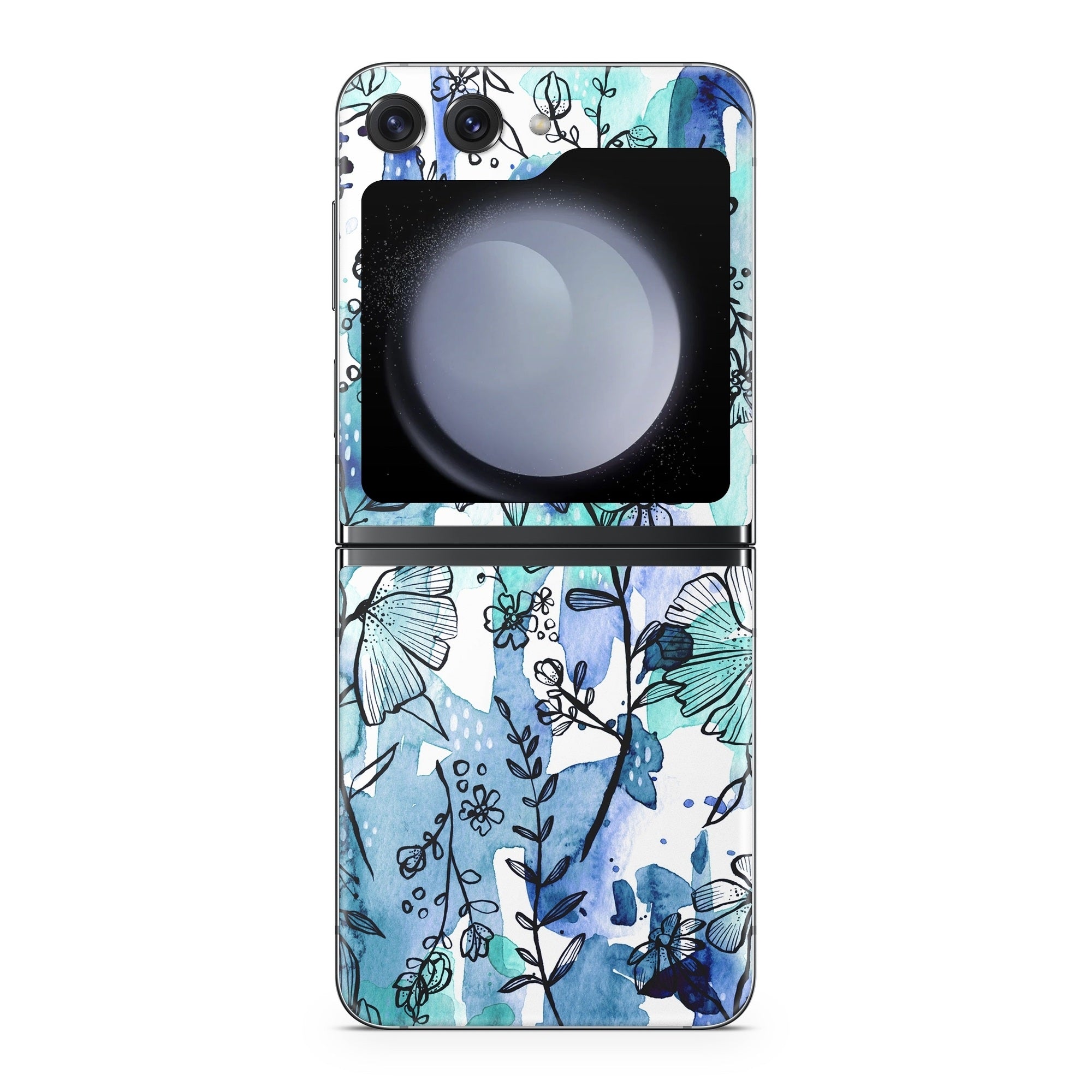 Blue Ink Floral - Samsung Galaxy Z Flip5 Skin