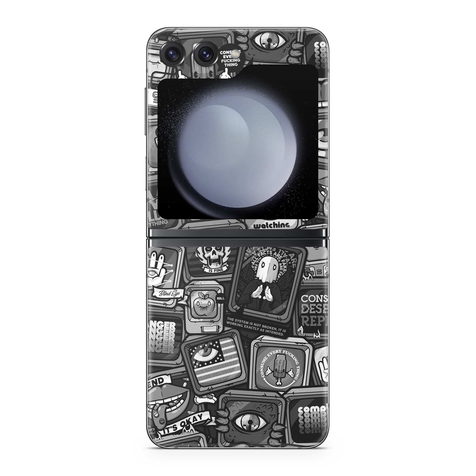 Distraction Tactic B&W - Samsung Galaxy Z Flip5 Skin