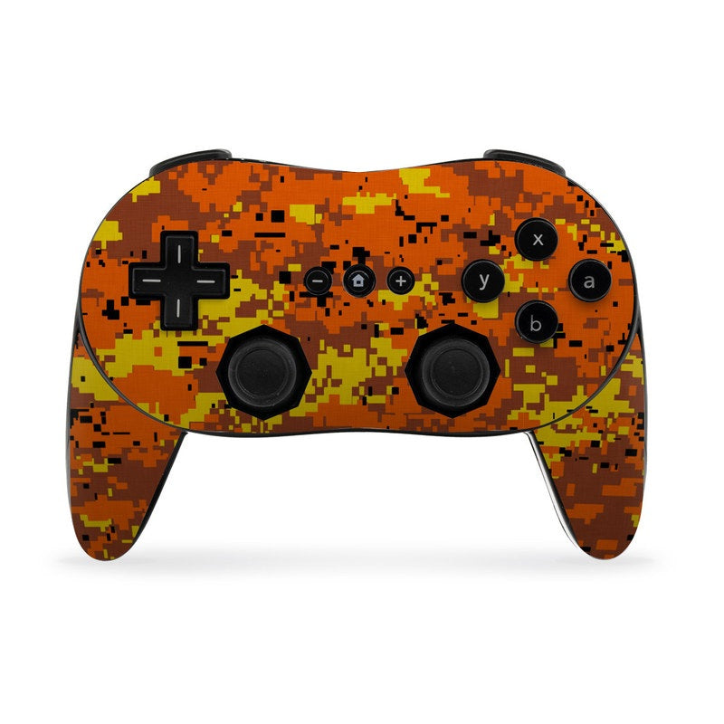 Digital Orange Camo - Nintendo Wii Classic Controller Pro Skin