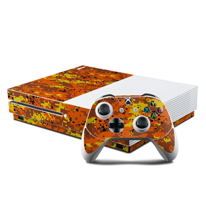 Digital Orange Camo - Microsoft Xbox One S Console and Controller Kit Skin