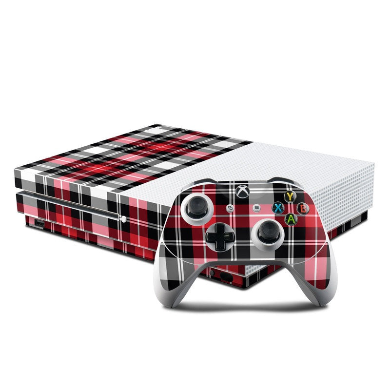 Red Plaid - Microsoft Xbox One S Console and Controller Kit Skin